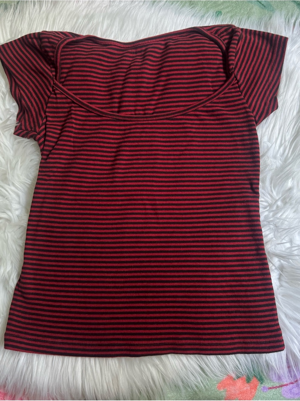 PacSun Red and Black Striped Short Sleeve Tee